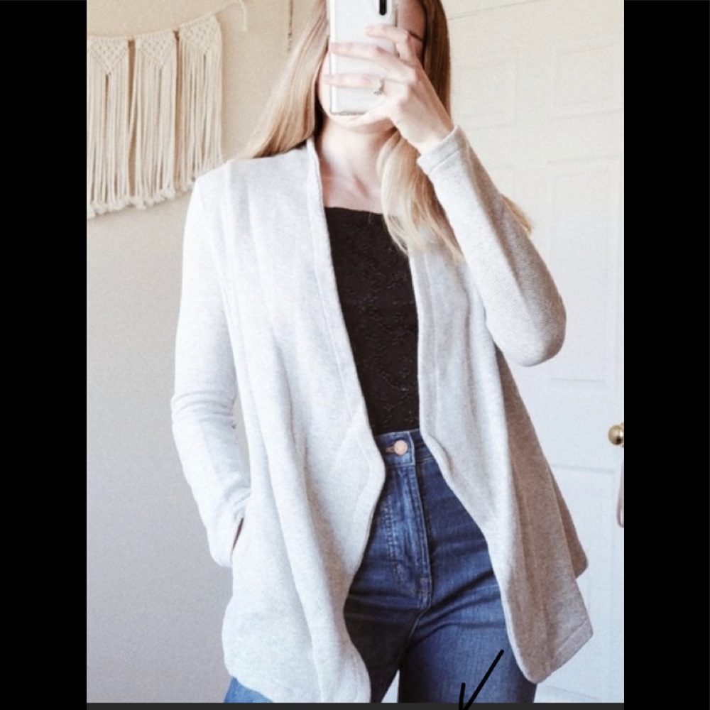 ANTHRO POSTMARK Gray Open Cardigan Sweater Sz M